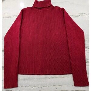 Vintage Lauren Ralph Lauren Turtleneck Pullover Sweater Red Rib Knit Cotton L